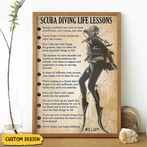 Personalized Scuba Diving Life Lessons Poster-Gift For Diving Lovers