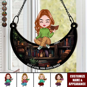 Personalized Gifts For Book Lover Suncatcher Ornament - Just A Girl Who Loves Books