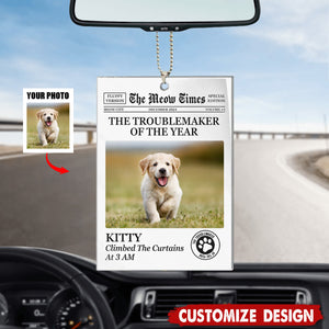 The Troublemaker Of The Year -Personalized Cat Dog Car Ornament-Gift For Pet Lovers