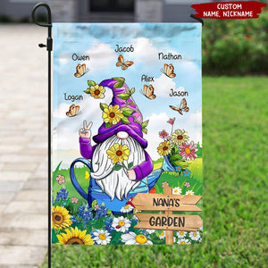 Violet Grandma Mom's Garden With Butterflies Kids, Perfect Gift For Mother's Day Personalized Flag