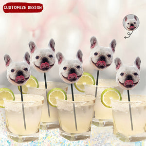 Funny Drink Stirrers Personalized with Face, Gift For Pet Lovers, Family