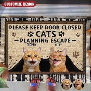 Cats Planning Escape-Personalized Photo Doormat-Gift For Cat Lovers