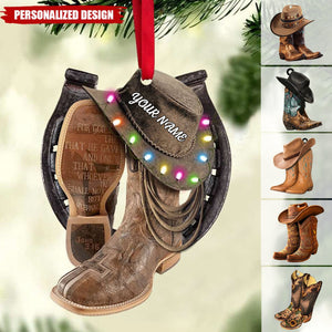 Personalized Boots And Hat Cowboy Cowgirl Christmas Ornament - 2024 New Release