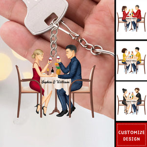 Romantic Couple Personalized Keychain, Anniversary Gift For Wife,Husband