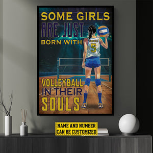 Some Girls Are Just Born With-Personalized Volleyball Poster-Gift For Volleyball Lovers,Volleyball Girls