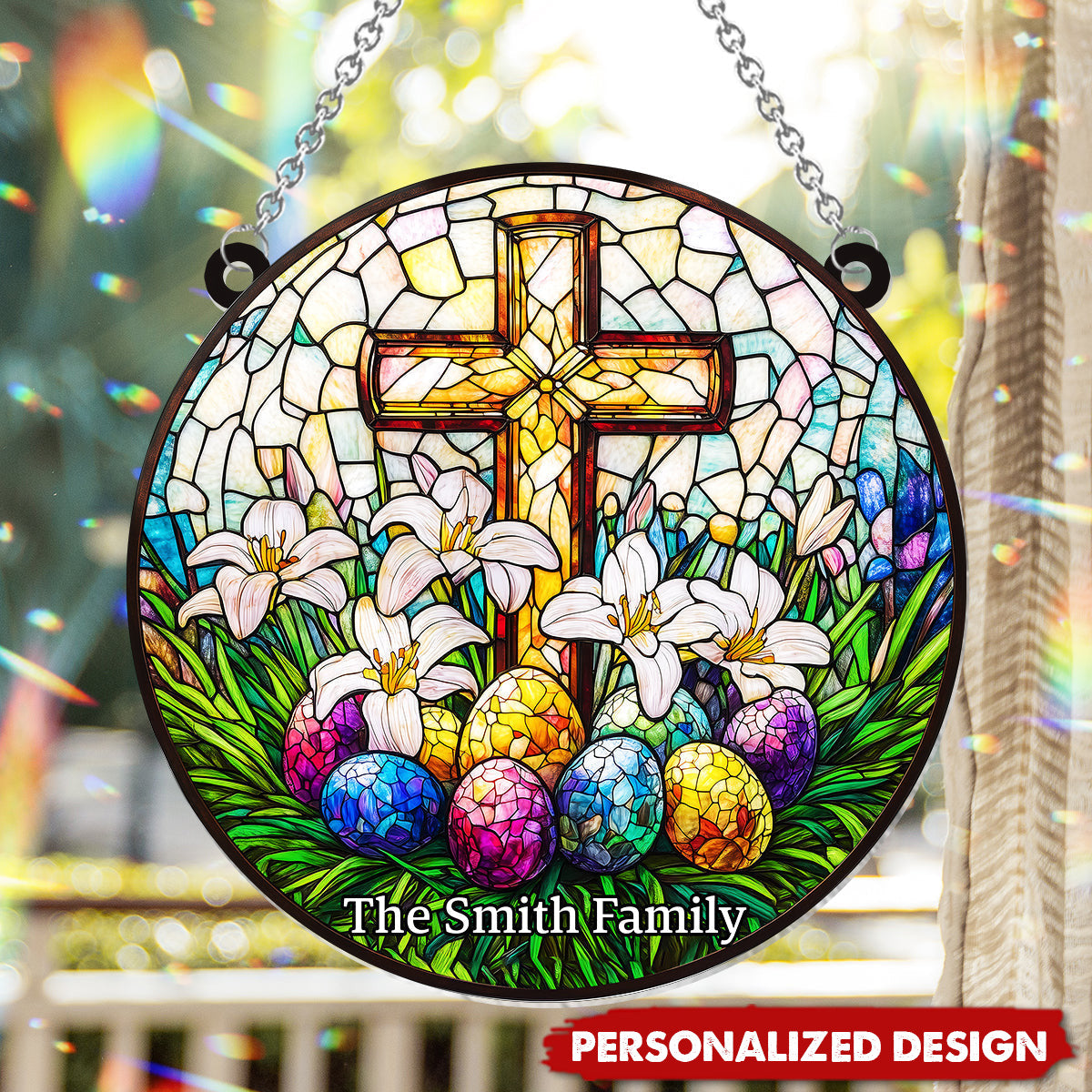 He Is Risen-Personalized Window Hanging Suncatcher Ornament