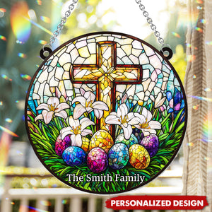 He Is Risen-Personalized Window Hanging Suncatcher Ornament