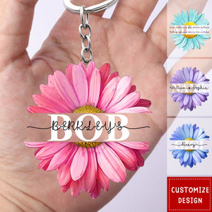 Mom Grandma Flower Daisy Color And Kids Acrylic Keychain