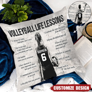 Personalized Volleyball Life Lessons Pillow-Gift For Volleyball Football Lovers