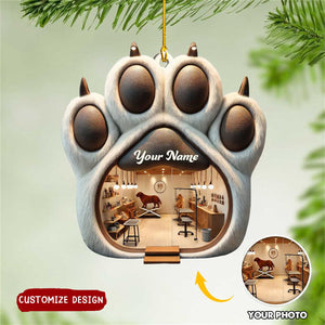 Personalized Photo Dog Paw Christmas Ornament - Gift For Dog Lovers