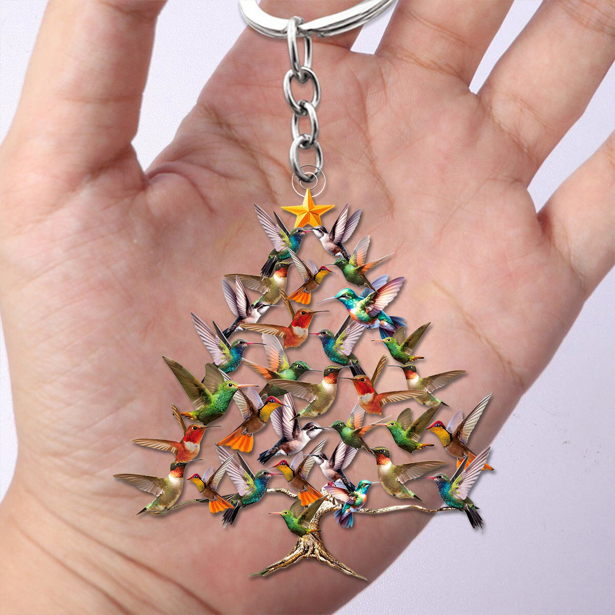 Hummingbird Tree Keychain-Gift For Bird Lover