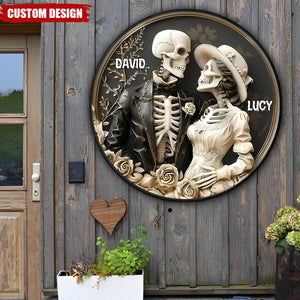 Skull Couple Personalized Wood Sign