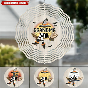 A Candy A Day Keeps The Monsters Away-Family Personalized Custom Wind Spinner-Halloween Gift For Mom,Grandma