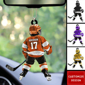 Personalized Kid Hockey Player Car Ornament - Gift For Hockey Lover