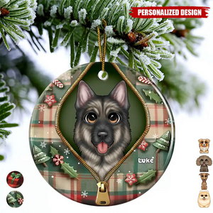 2024 New Release Christmas Dog-Personalized Circle Ceramic Ornament