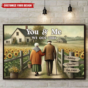 Old Couple Walking Growing Old Together Since Personalized Poster, Heartfelt Gift For Couple