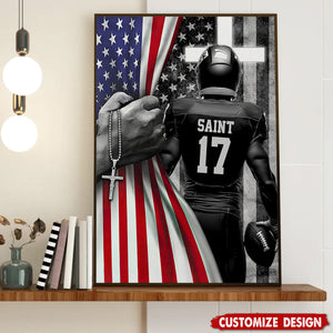 Personalized American Football Boy Poster - Gift For American Football Lovers