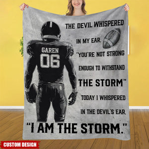 I Am The Storm-Personalized Football Boy Blanket-Gift For Football Lovers