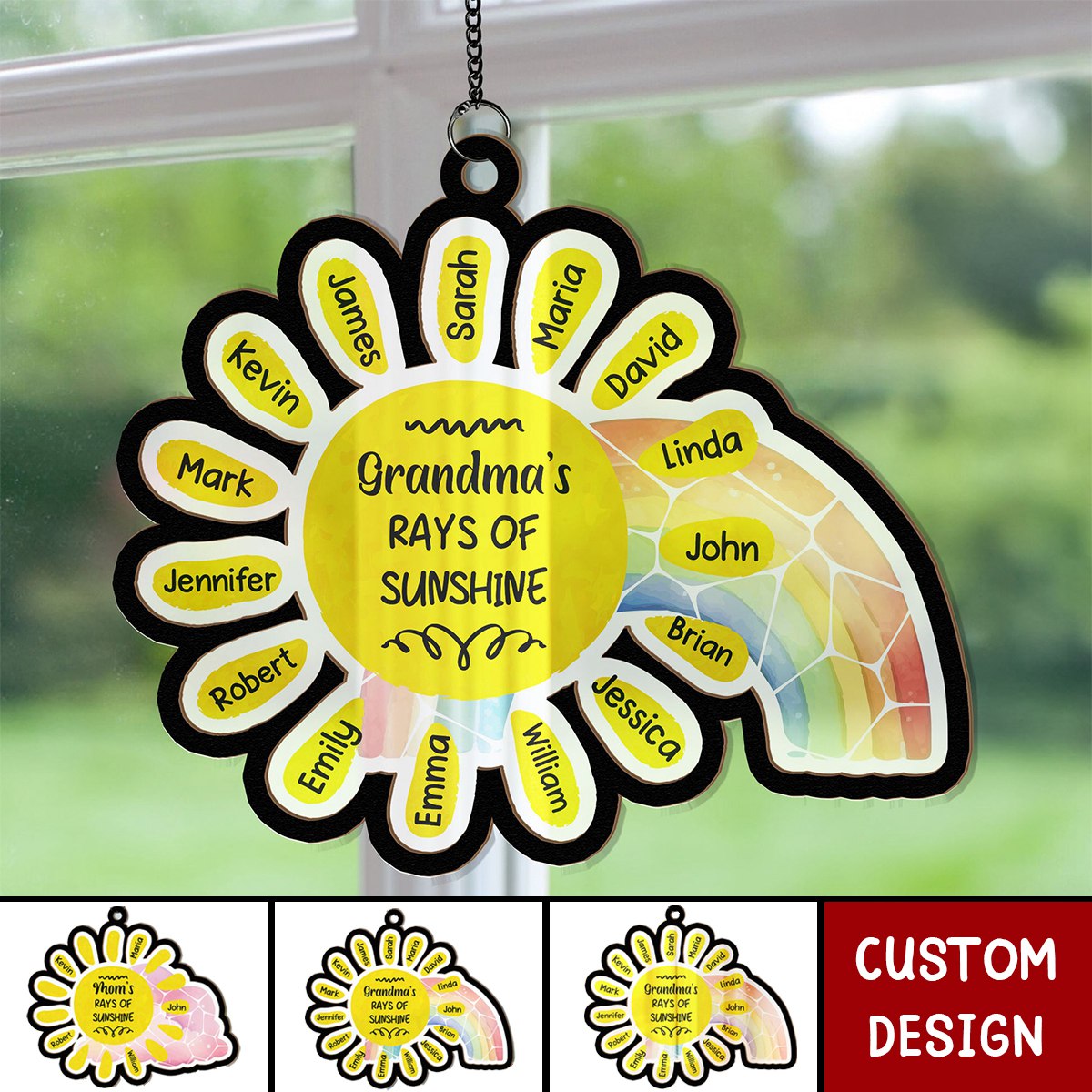 Grandma's Rays Of Sunshine - Personalized Window Hanging Suncatcher Ornament