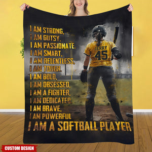 Personalized Softball Girl  Blanket - Gift For Softball Lovers