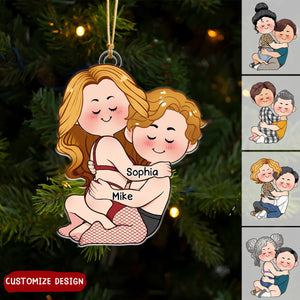 2024 New Release - Personalized Funny Couple Doll Acrylic Christmas Ornament - Gift For Husband Wife, Anniversary