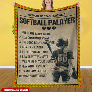 Play With Passion-Personalized Softball Girl Fleece Blanket-Blanket Gift For Softball Lovers