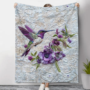 Purple Hummingbird Blanket - Gift For Bird Lovers