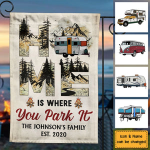 Gift Idea For Family Trip Camping Home Is Where You Park It Flag