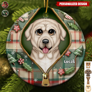 2024 New Release Christmas Dog-Personalized Circle Ceramic Ornament