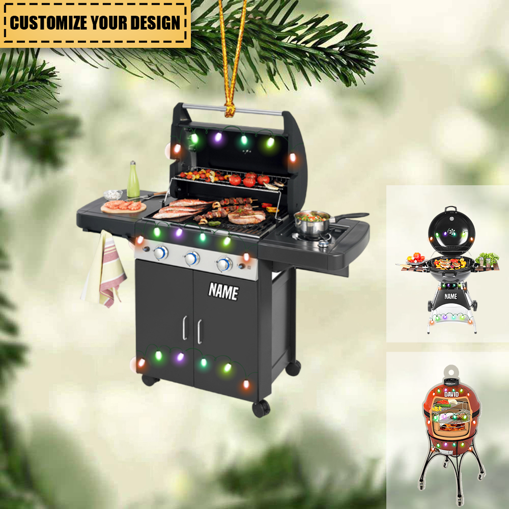 BBQ Grill Outdoor Barbecue Pit Backyard Meat Cooker Smoker, Acrylic Ornament, Christmas Gift