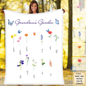 Personalized Grandma’s Garden Blanket with Birth Month Flowers and Names