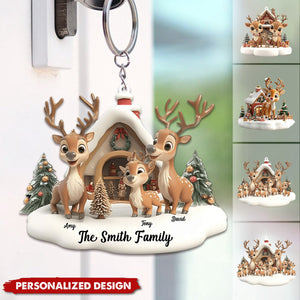 Personalized Reindeer Family Keychain-2024 New Release