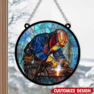 Yes I Know I'm On Fire Let Me Finish-Personalized Welding Suncatcher Ornament, Gift For Welders