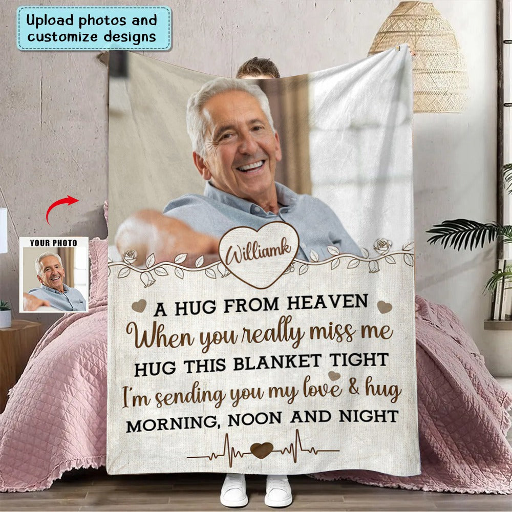 Hug From Heaven - New Version - Personalized Photo Blanket