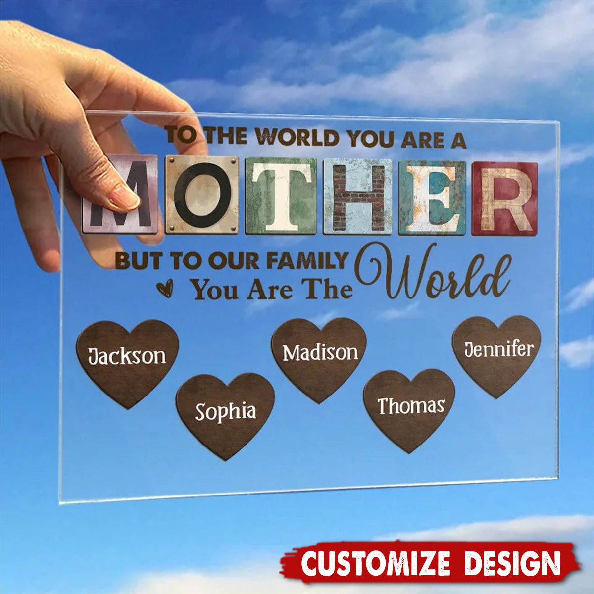 To Our Family, You Are The World - Family Personalized Rectangle Shaped Acrylic Plaque - Gift For Mom, Grandma