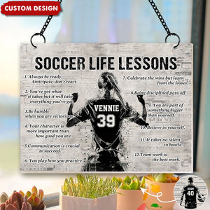 Personalized Soccer Life Lessons Suncatcher Ornament - Gift For Soccer Lovers