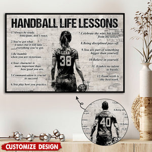 Personalized Handball Life Lessons Poster-Gift For Handball Lovers