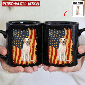 America Dog Flag - Personalized Black/White Mug