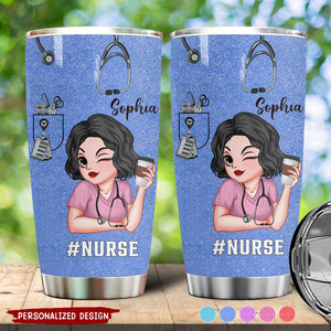 Pretty Doll Nurse Scrub Healthcare Worker-Personalized Tumbler