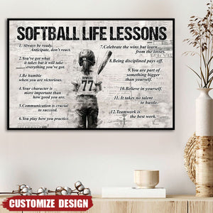 Personalized Softball Girl Poster - Gift For Young Softball Fans