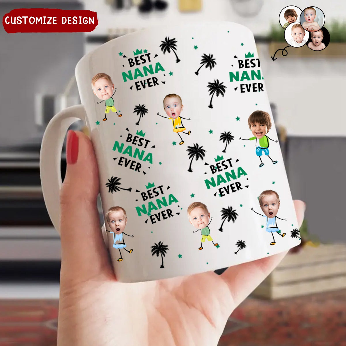 Custom Photo Best Nana Ever Coconut Palm - Personalized mug