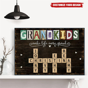 Personalized Grandkids Names Scrabble Gift For Grandparents Poster