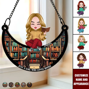 Personalized Gifts For Book Lover Suncatcher Ornament - Just A Girl Who Loves Books