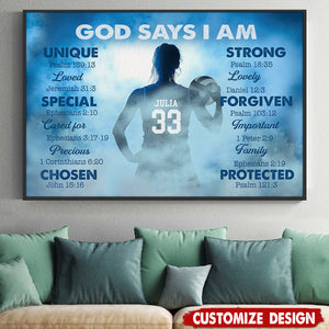 God Says I Am-Personalized Volleyball Girl Poster-Gift For Volleyball Lovers