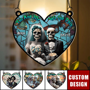 Til Death Do Us Part - Personalized Skull Couple Window Hanging Suncatcher