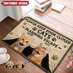 Cats Planning Escape-Personalized Photo Doormat-Gift For Cat Lovers