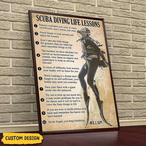 Personalized Scuba Diving Life Lessons Poster-Gift For Diving Lovers