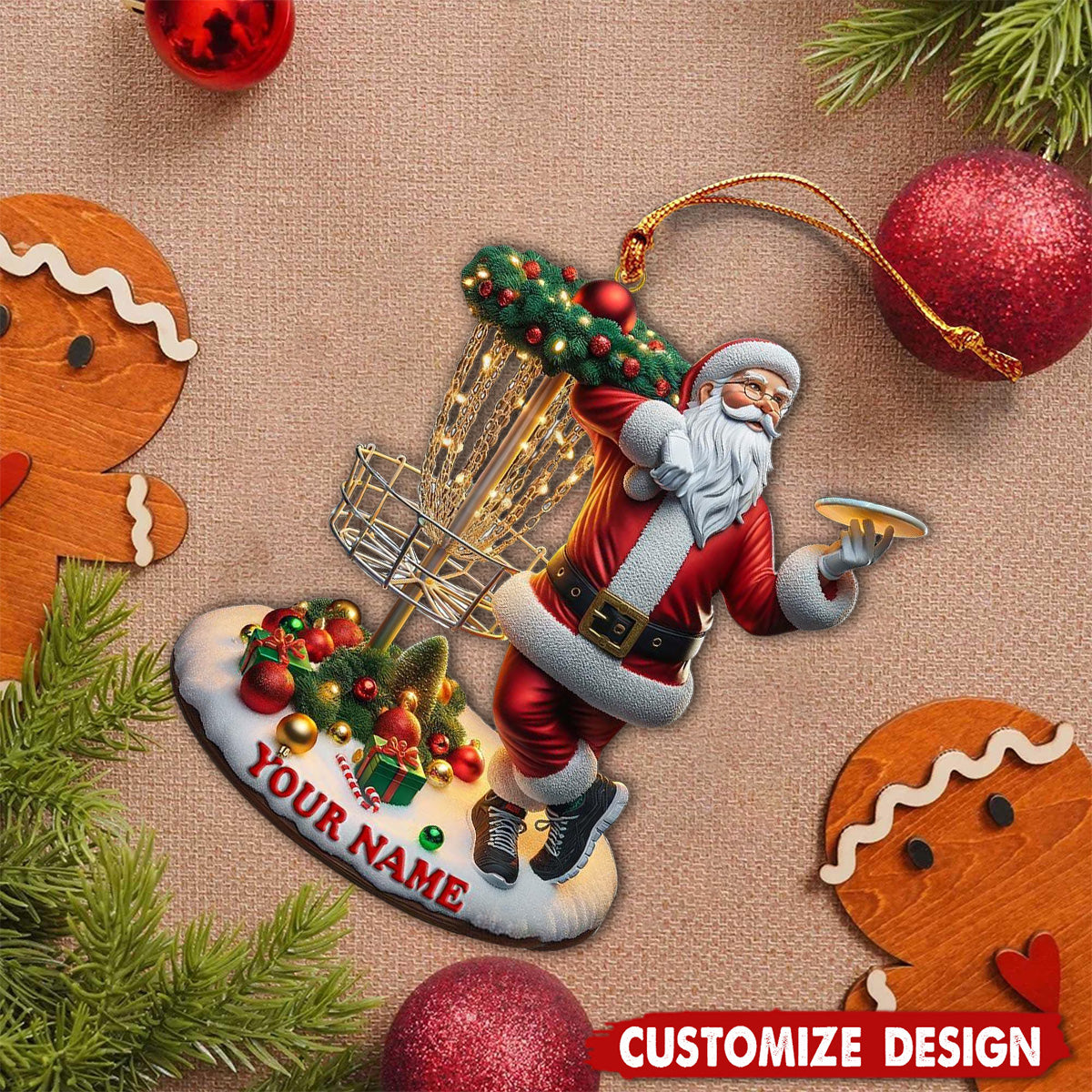 Personalized Disc Golf Santa Christmas Ornament Gift For Disc Golf Lovers-2024 New Release