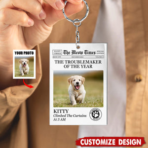 The Troublemaker Of The Year  - Personalized Cat Dog Keychain - Gift For Pet Lovers