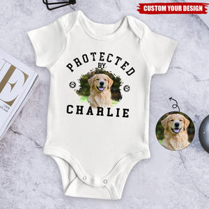 Protected By Pet - Personalized Custom Pet Photo Baby Onesie - Upload Pet Photo